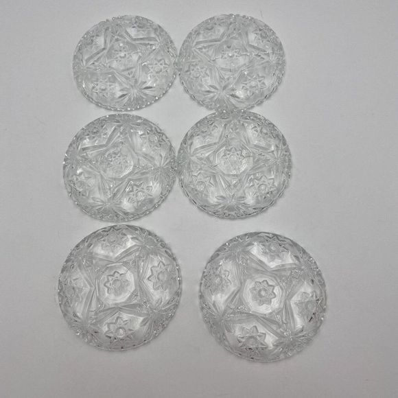 Vintage 1960’s Prescut Clear by ANCHOR HOCKING Coaster Set of 6 Peace - Picture 4 of 4